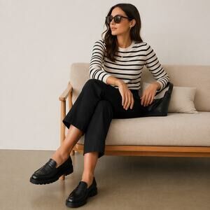 Madewell Women's SZ 8.5 The Bradley Lugsole Loafer in Black Leather